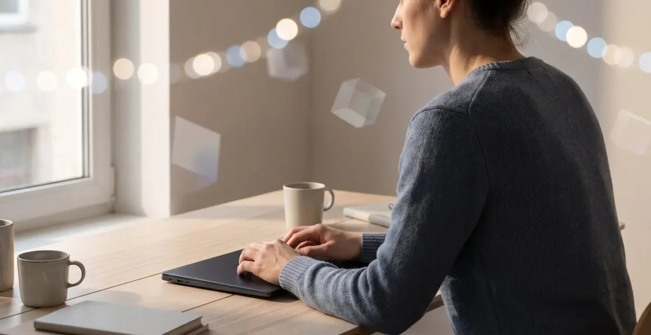 Personne construisant sa présence numérique depuis zéro avec des outils digitaux modernes