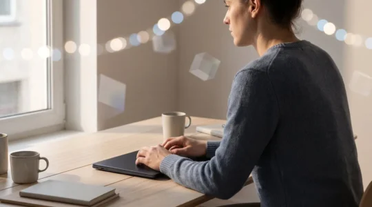 Personne construisant sa présence numérique depuis zéro avec des outils digitaux modernes