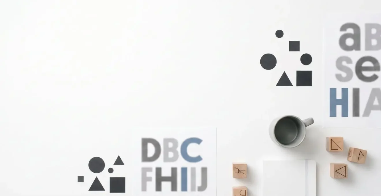 Composition minimaliste montrant une hiérarchie visuelle sur une page web avec des éléments de taille variable et des espacements stratégiques