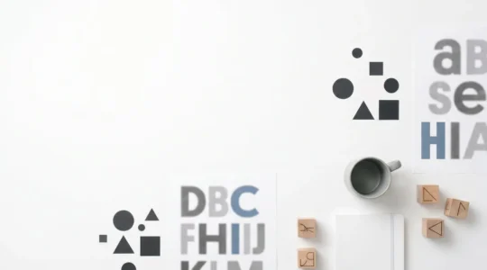 Composition minimaliste montrant une hiérarchie visuelle sur une page web avec des éléments de taille variable et des espacements stratégiques