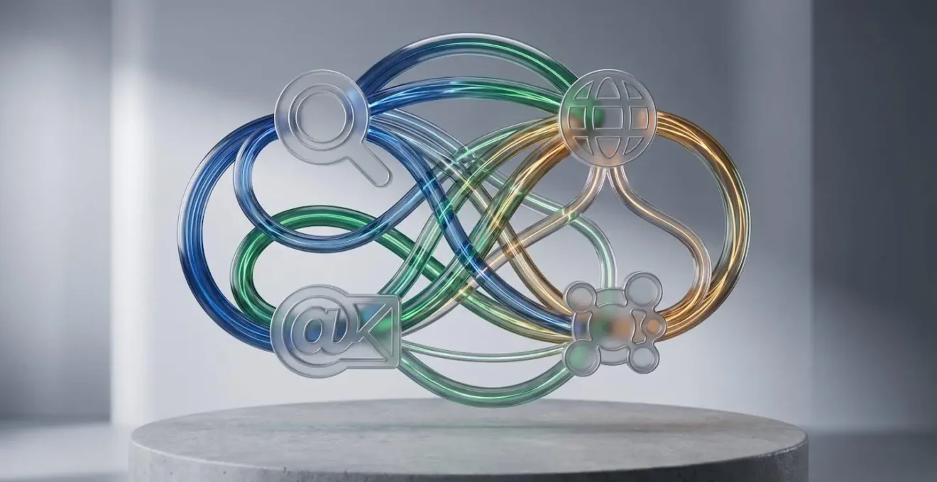 Visualisation d'une stratégie marketing digitale intégrée coordonnant plusieurs canaux d'acquisition