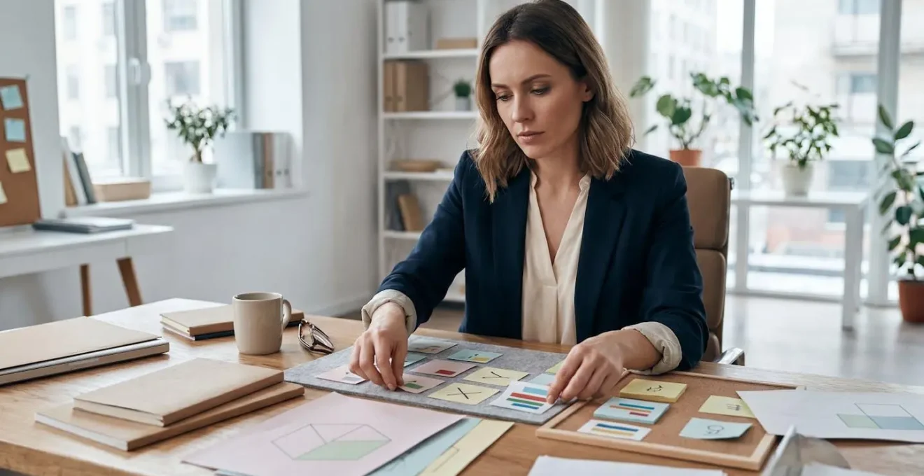 Professionnel du marketing digital travaillant sur la création de personas clients avec des notes et des insights comportementaux